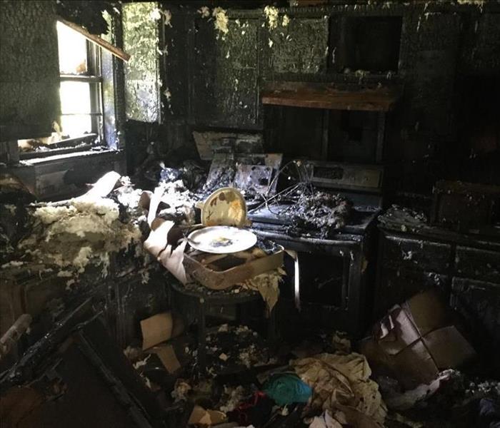 burnt kitchen from stove fire