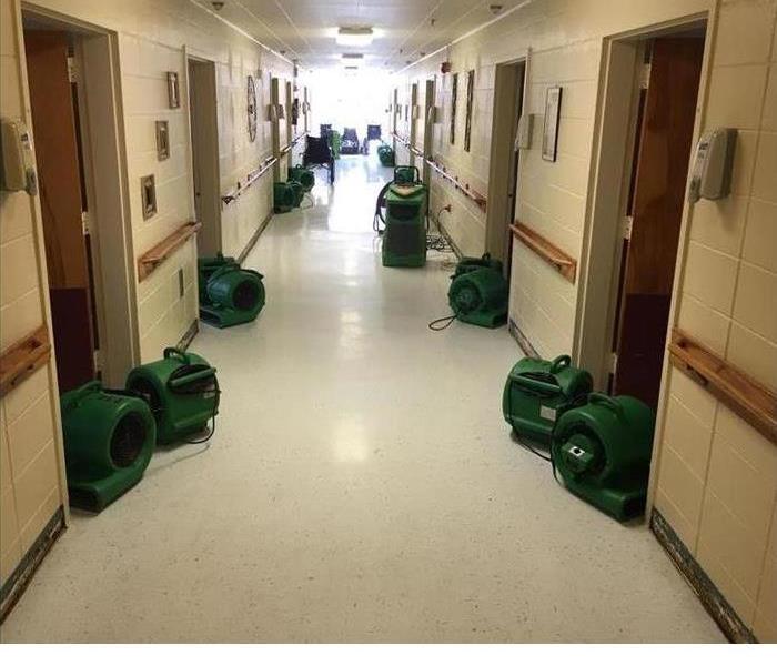 Nursing Home Drying Process with air movers onsite